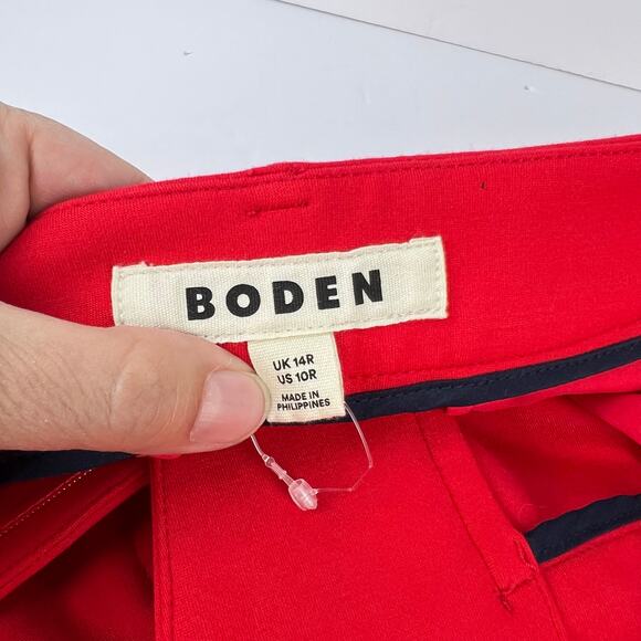 NEW BODEN Hot Pepper Red Highgate Ponte Straight Leg Cropped Ankle Pants 10 - Picture 11 of 16
